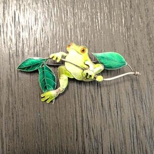 Vintage Sterling Silver Enamel Frog Brooch – 925 Marked, "Zarah"?